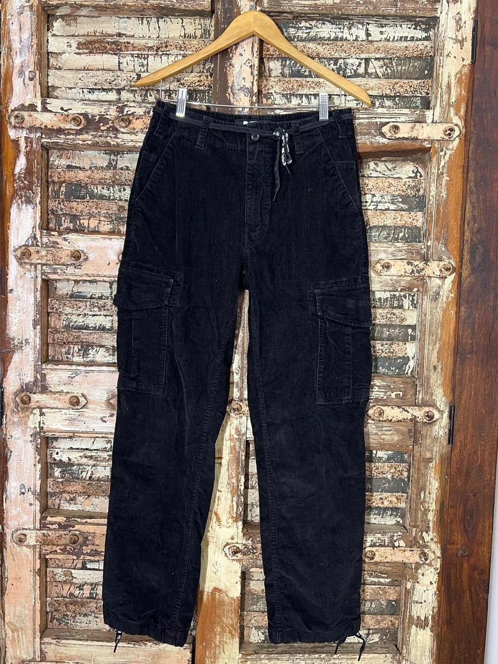 DGK • black corduroy cargo pants with shoelace details